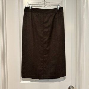 Ann Taylor Loft Chocolate Brown Soft Wool Pencil Skirt, Size 10